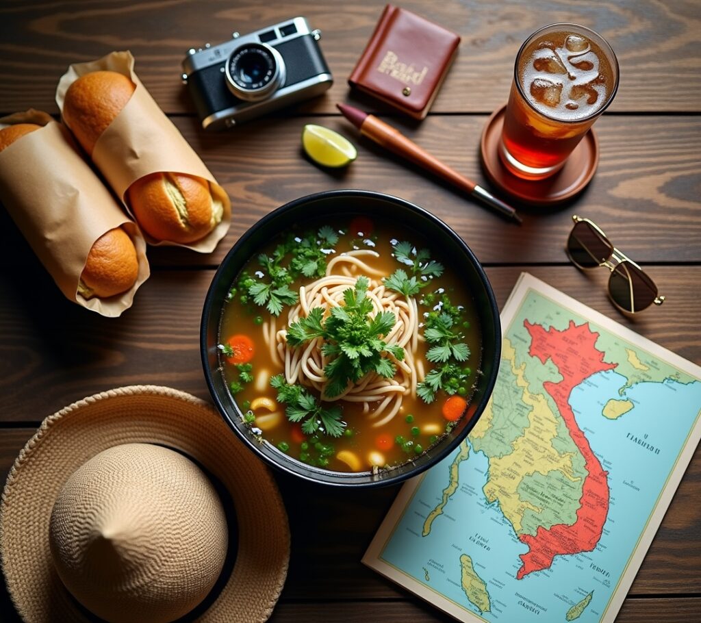Travel bag with food items