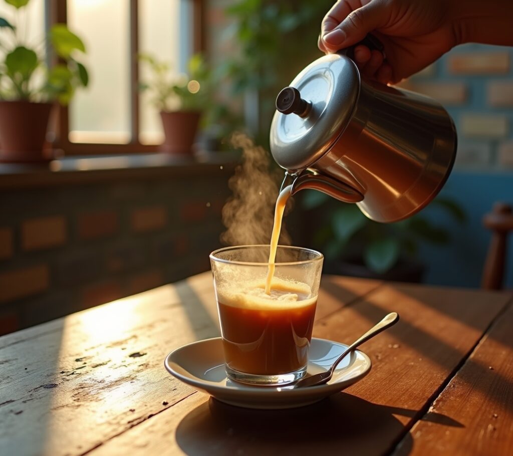 Vietnamese drip coffee setup
